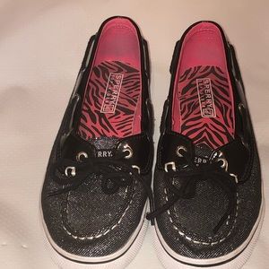 🎸SPERRY Top- Sider Black Sparkle size 5
